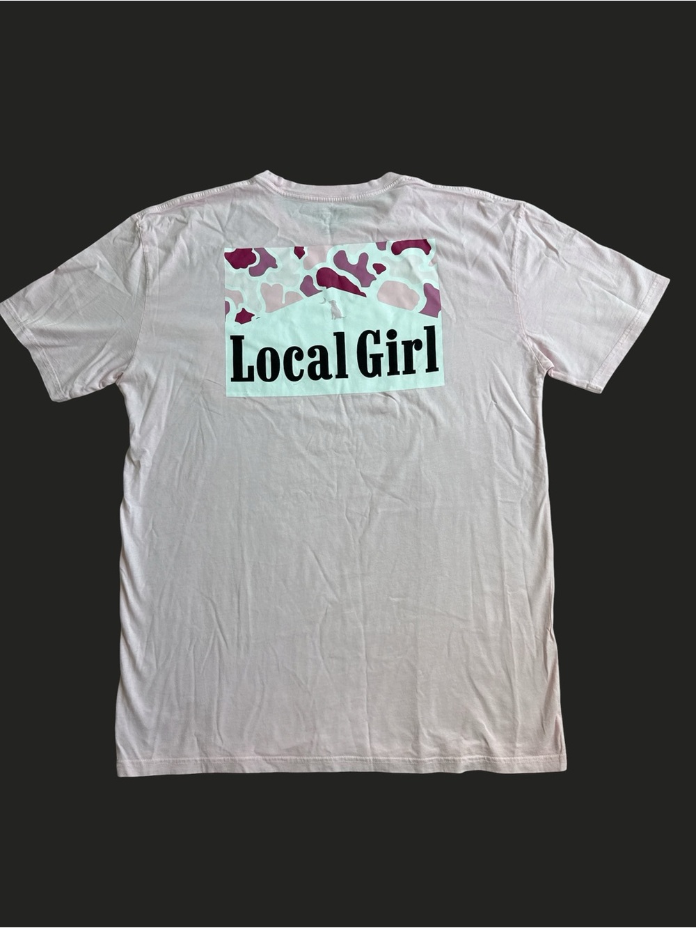 Local Girl Pink Camo Graphic Tee with Pocket – Size L